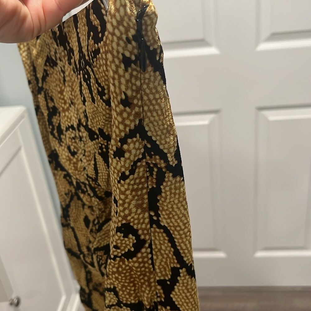 BA&SH Jupe Carry Midi Skirt, Slit, Ruched, Snakeskin, Size 2 (8/M) - Picture 11 of 14